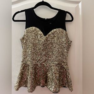 Gianni Binni Black and Gold Peplum Blouse